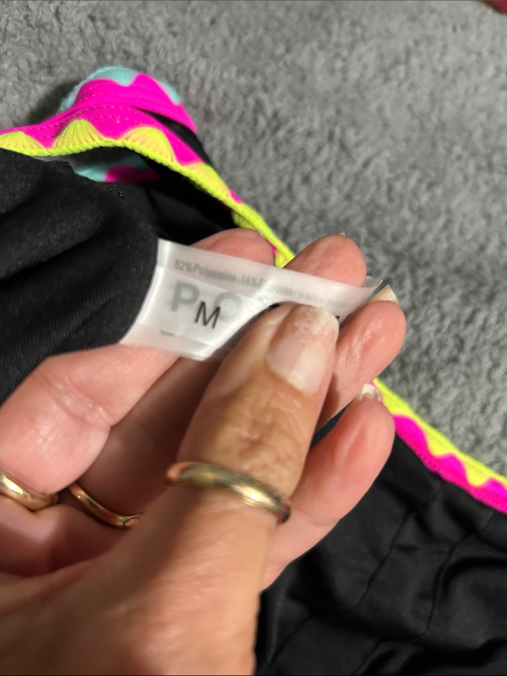 NWT Popvil Black Swim Set with Neon Pink and Aqua Trim - Picture 6 of 12